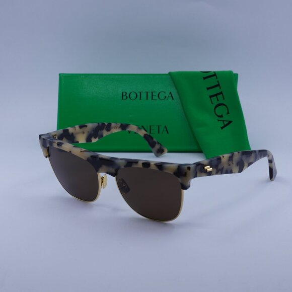 Bottega Veneta BV1003S 003 Sunglasses Ivory Havana Square Frame, Brown Lenses main image 8